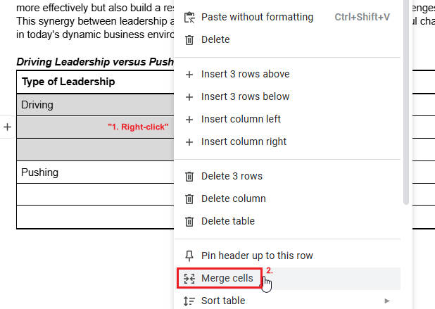 can rows be merged in google docs